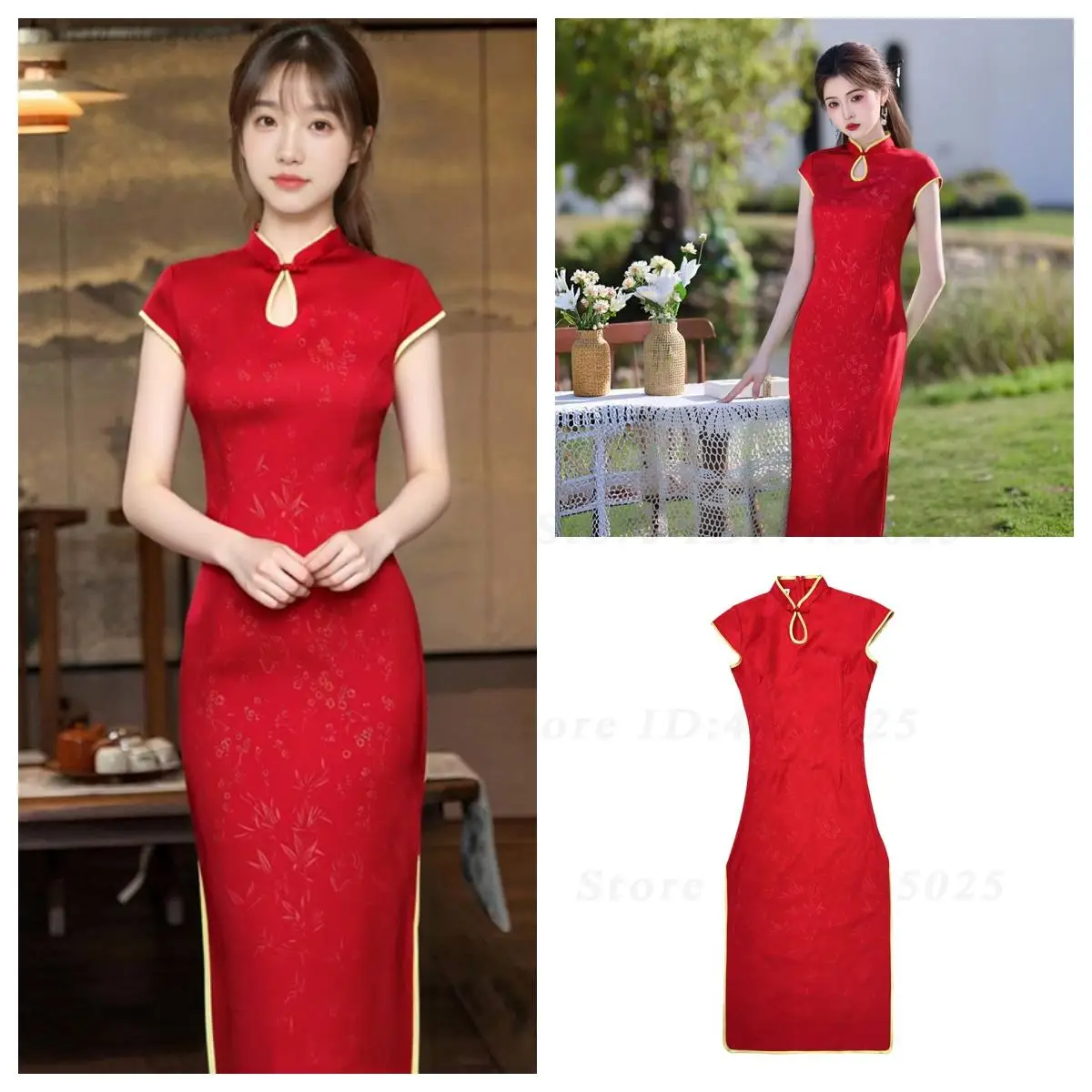 New Chinese Modified Qipown Printed Elegant Cheongsam for Young Girls Daily & Engagement Wear Figure-Flattering Oriental Dress
