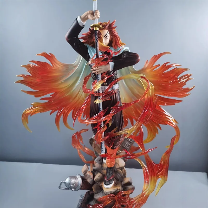 30cm anime demon slayer kisatsutai pilar de chama rengoku kyoujurou figura de ação gk modelo colecionável ornamento de mesa meninos brinquedo presente