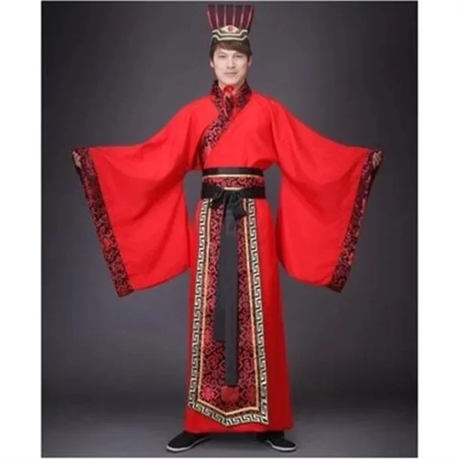Ancient Costume Black Hanfu Men Tang Dynasty Black Stage Costume Chinese Traditional Clothing with Belt for Man Boy Big Size