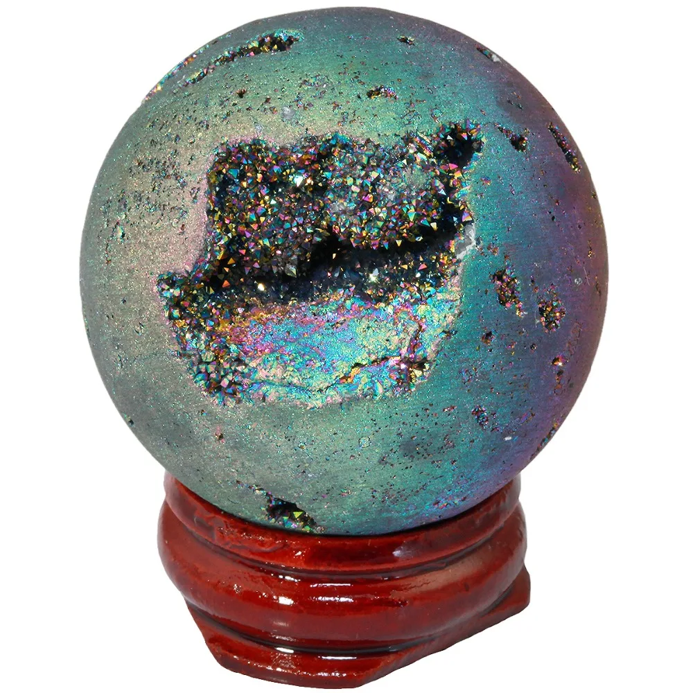 TUMBEELLUWA sfera Geode Druzy rivestita in titanio, cristallo quarzo agata gemma pietra uovo/palla, scultura figurina guarigione