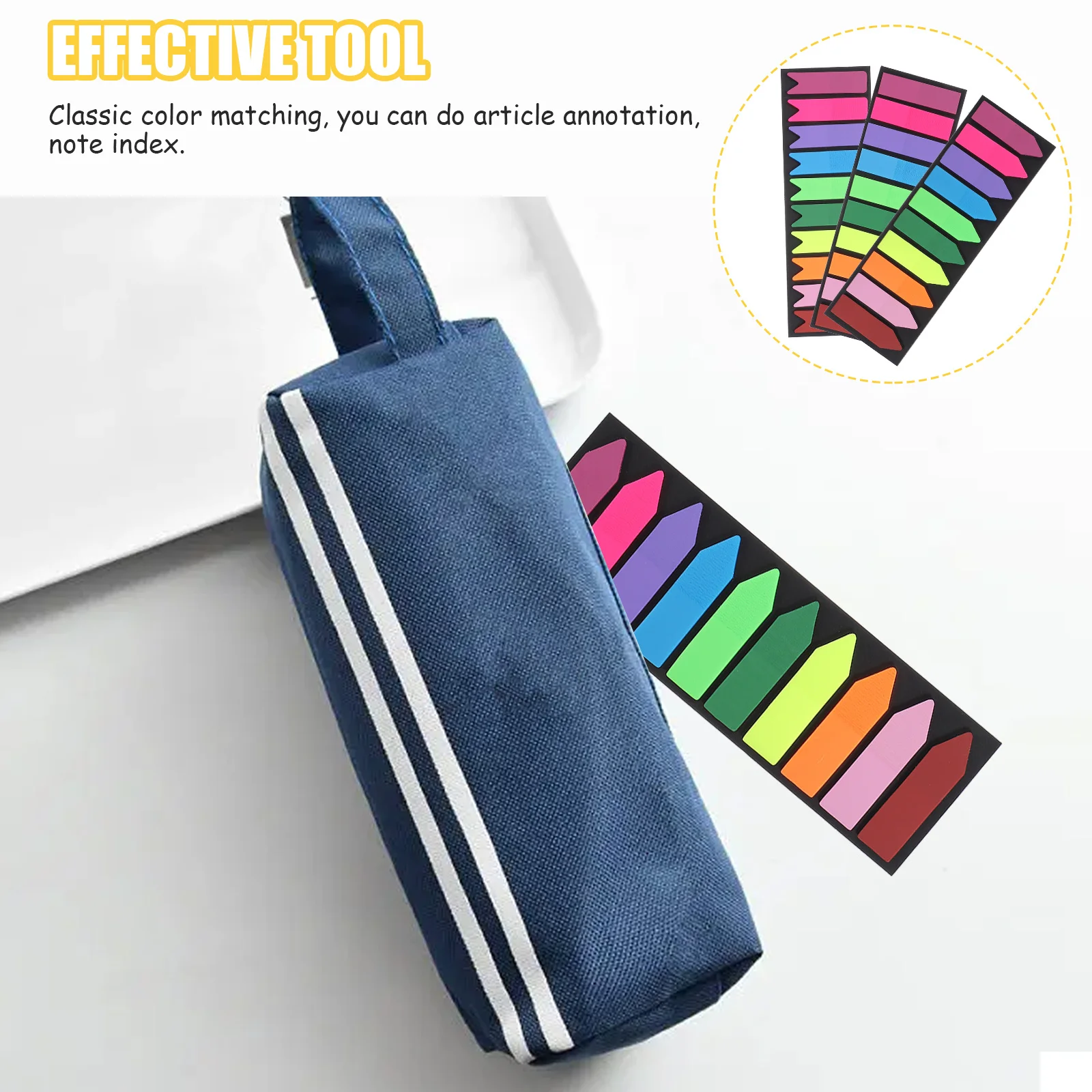 

3Sets Portable Highlight Strips Bright Colors Markers Reading Accessories for Focus and Concentration