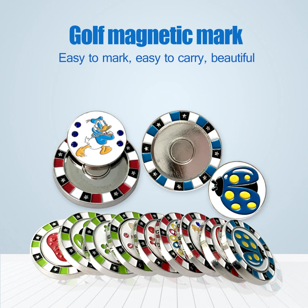 1Pc Double Layer Golf Ball Mark w Magnetic Golf Hat Clip Mark Golf Ball Position 9 kinds for Choice Golf Marker Golf Accessories