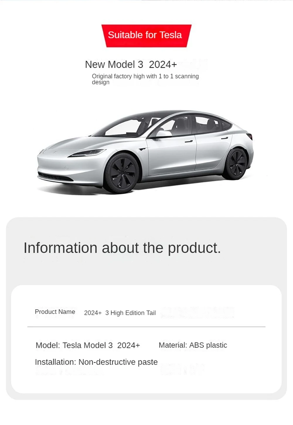 ABS Modell 3 Highland 2024 2025 2026 Original Spoiler Für Tesla Modell 3 Hinten Stamm Flügel Modifikation Auto Außen Teile auto-stil – Detail 2