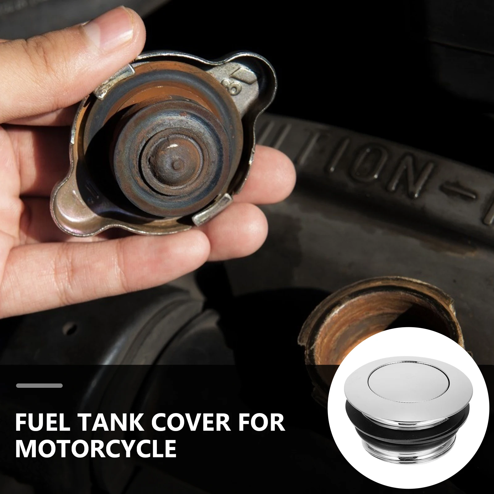 

1pc Fuel Tank Cover Metal Gas Cap Steel Motorcycle Tanks Replace Old Broken Pop Up Style Prevent Leaking Show Hide Inner Cap