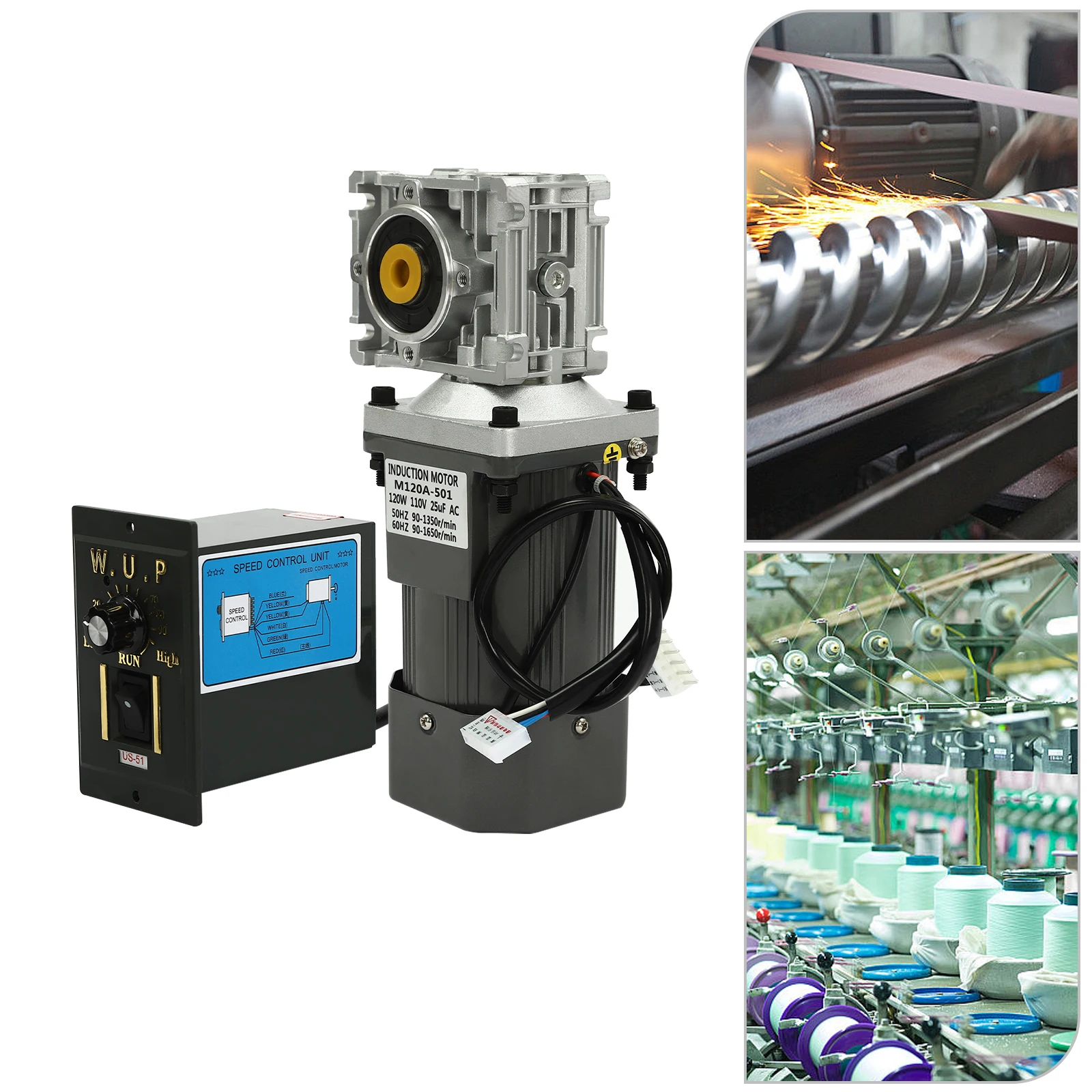 

120W 110V Speed Gear Reduction Motor, Gear Reducer Electric Motor with Speed Controller Suitable for Various Industries