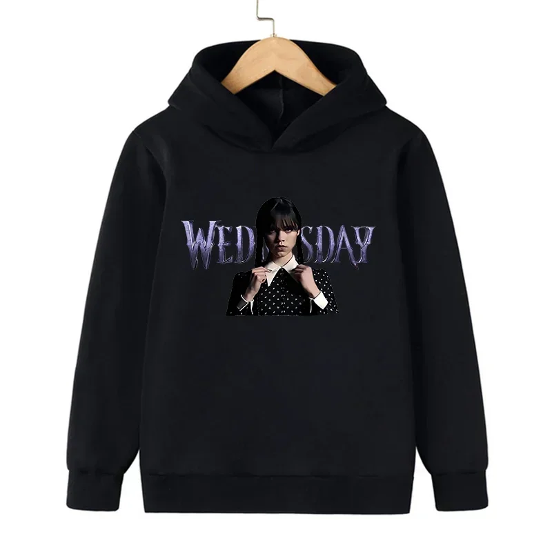 2024 الأربعاء آدامز الكرتون المطبوعة الأطفال هوديي ربيع الخريف الاطفال فتاة الصبي الملابس البلوز الشرير نمط الرياضة البلوز