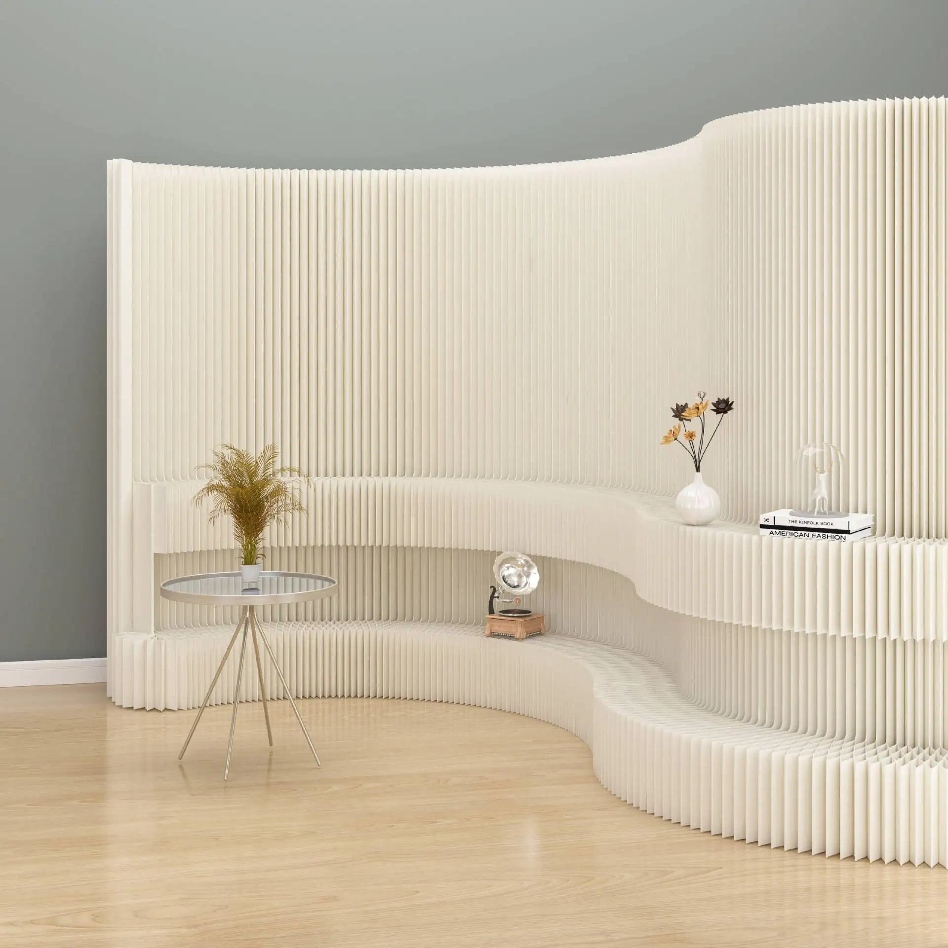 Folding Screen Partition Movable Baffle Wall Beauty Salon Partition Storage Wall Live Stream Background Wall Divider