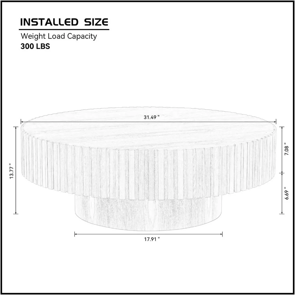 Mesa de centro de nogal de 31,49 pulgadas, mesa de té con Pedestal resistente, redonda, moderna, de madera maciza, chapada, hecha a mano