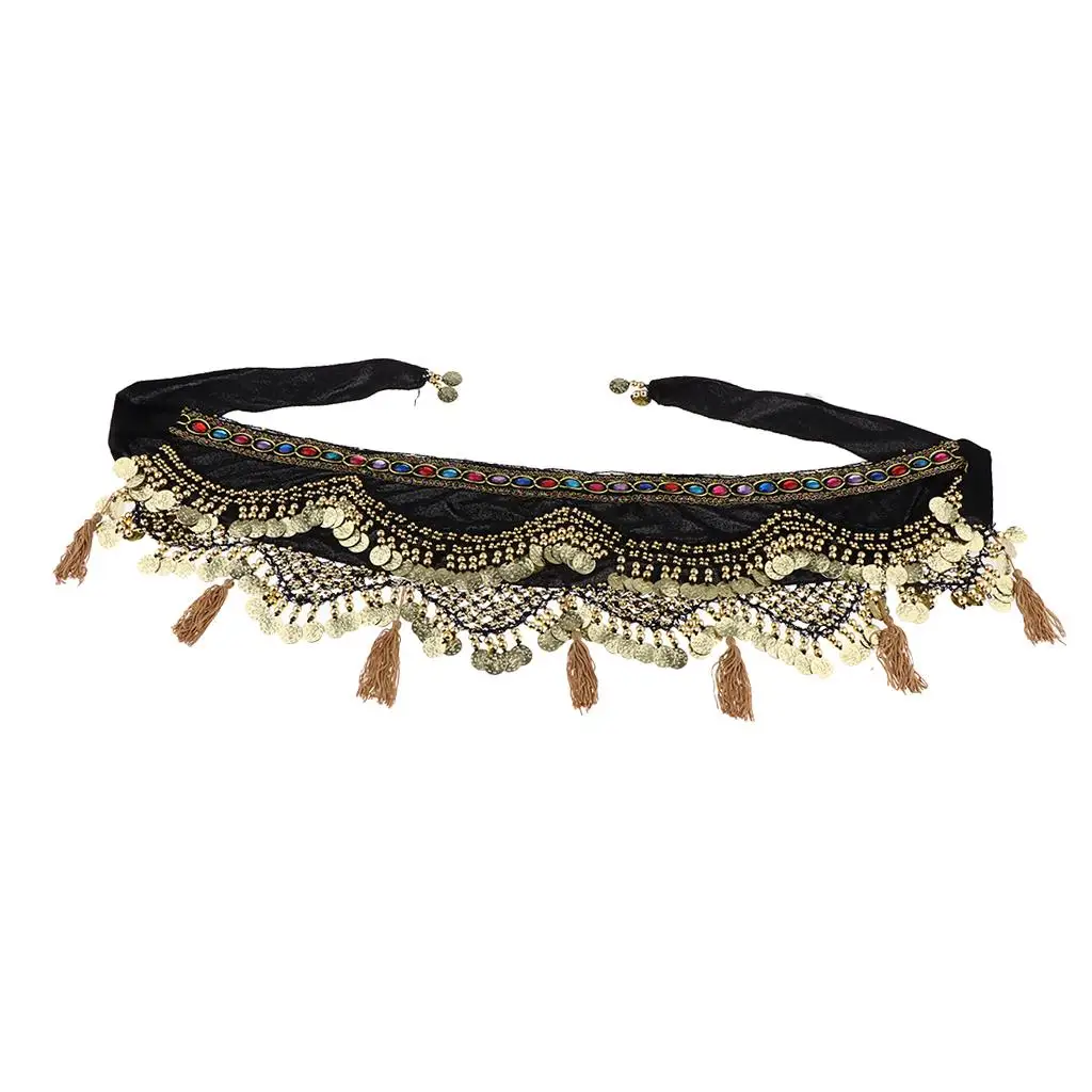 Belly Dance Hip Scarf Sparkling Waist Belt Fringe Shawl for Egyptian Style Performance