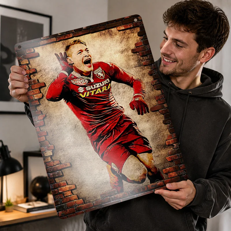 Andrea Belotti Textured Posters Personalized Aluminum Metal Sign Premium Stadium Hero Tribute Wall Art Ideal In Sports Lounge