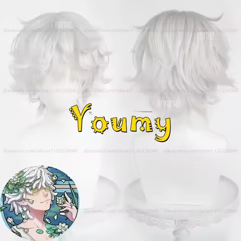 IDV Patient Emil Wig Men 32cm Short Fluffy Hair Silver White Wig Cosplay Anime Cosplay Wigs Heat Resistant Synthetic Wigs