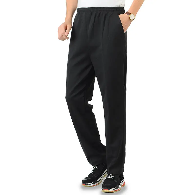 Winter New Men's Elastic Waist Solid Color Lamb Plush Pants with Plush Casual Pants Autumn Business Versatile Comfortable Pants