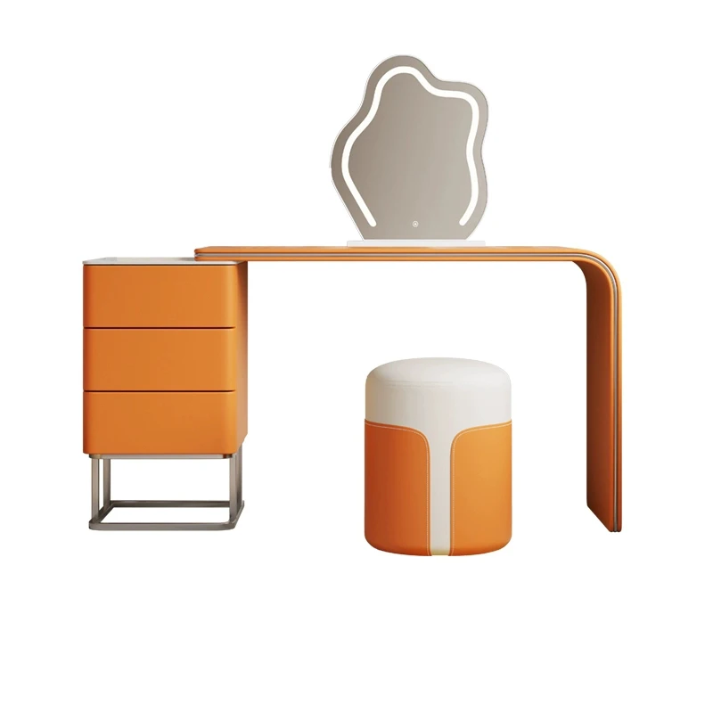 -For Luxury Wooden Dressing Vanity Table with Light Set Modern Minimalist Style MDF Wood for Hotel Makeup Vanity with Stool&