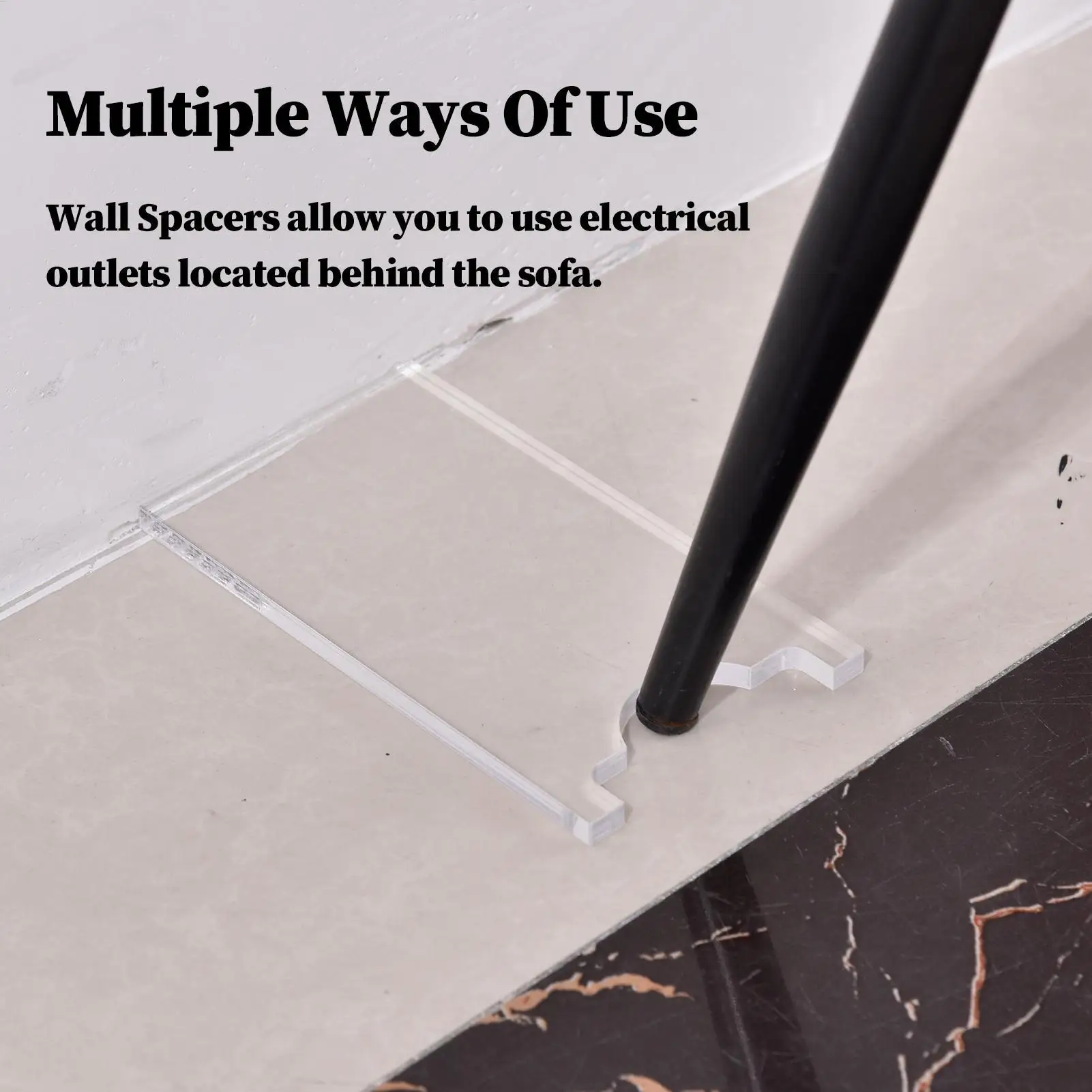 2PC Clear Acrylic Furniture Stoppers Wall Protector Bed Table Couch Non-slip Stabilizer Pads Wall Spacer for Prevents Fire Risks
