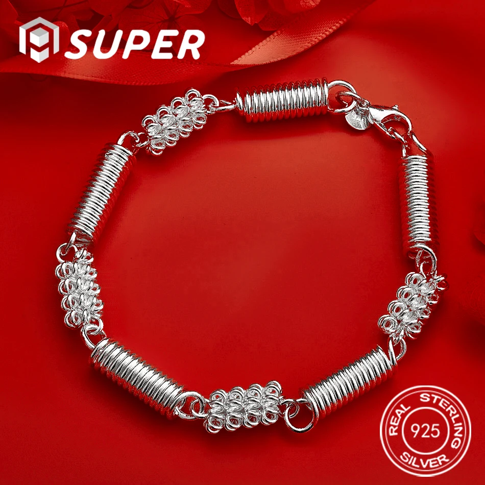 

ALISuper 925 Sterling Silver 8 Inch Delicate Braided Bracelet Women's Wedding Jewelry Accessory