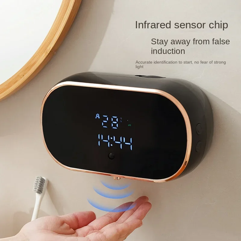 

Smart Foam Soap Dispensers USB Charging Soap Dispenser Wall-mounted Hand Washing Dispenser Temperature Power Time Display