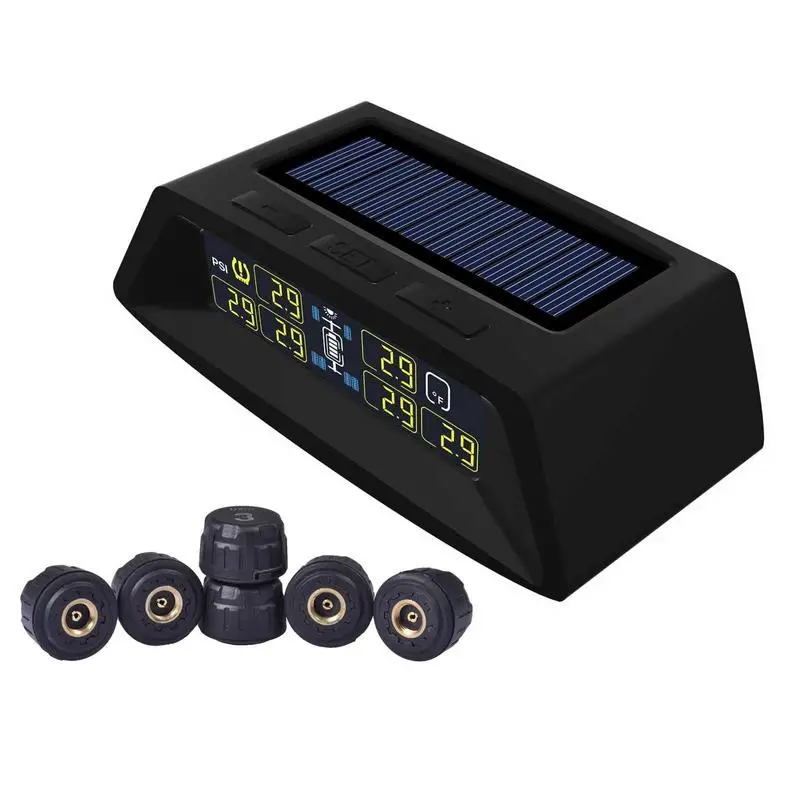

Car RV Truck TPMS With 6 External Sensor Wireless Digital LCD Alarm Tire Pressure Monitoring System Solar Power