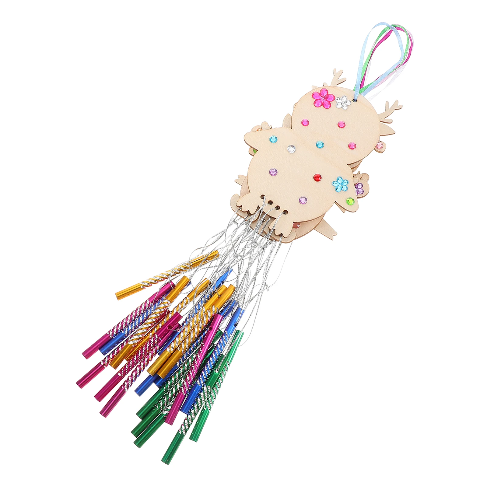 

Christmas Wind Chime Kit Unfinished Wooden naments Blank Mini Tree DIY Crafts Kids Holiday Decor Red Wind Chimes Paint Snowflake
