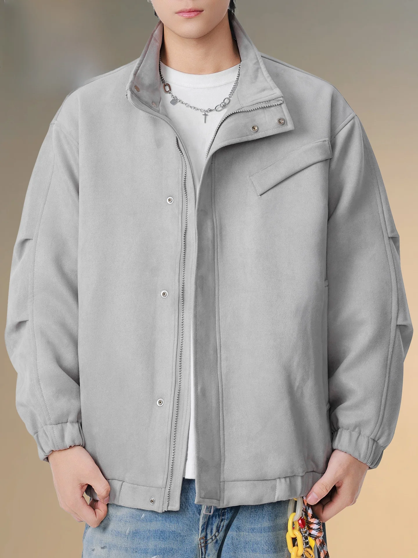 

Pierre Cardin Мужская повседневная американская рабочая куртка в стиле ретро, весенне-осенняя летная куртка, топ из полиэфирного волокна, подставка на молнии, Clo...