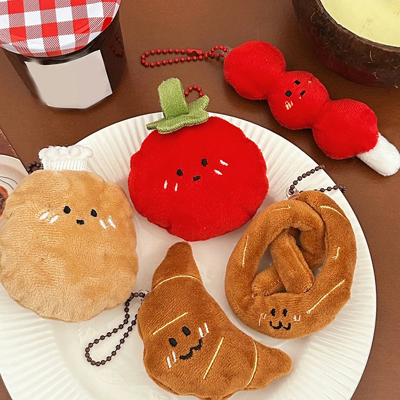 Porte-clés pendentif en peluche Kawaii, croissant créatif unique, porte-clés de voiture JxFood, breloque de sac, cadeau de décoration de sac à dos bricolage