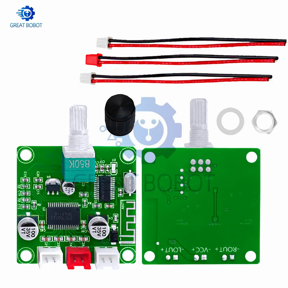 XH-A414 DC12-24V 5.0 – cyfrowa płytka wzmacniacza Bluetooth, 50 W + 50 W, z wbudowanym układem wzmacniacza TPA3118D2, 50K, podwójny potencjometr. — zdjęcie produktu 6