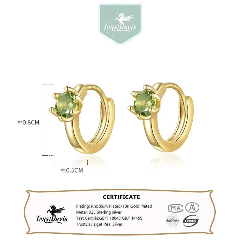 TrustDavis Girls New 925 Sterling Silver Women Round CZ Hoop Earrings for Women Party Fine S925 Jewelry DS4139 image 2
