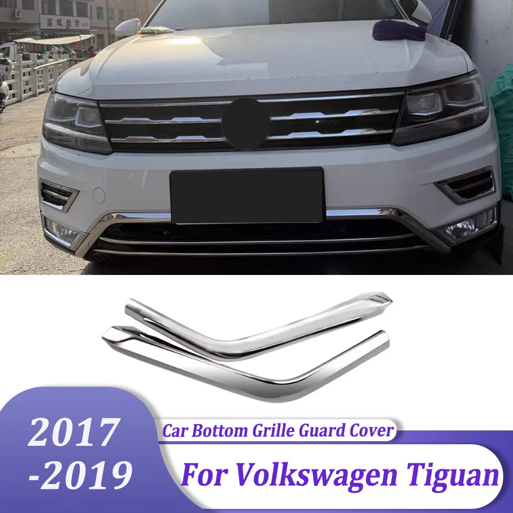 

Chrome Front Bottom Bumper Cover Trim Grille Guard Moudling Protector Car Accessories For Volkswagen VW Tiguan 2017 2018 2019