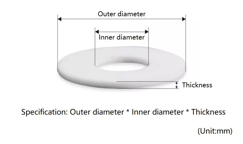 1~100pcs PTFE Gasket Flat Washer Thickness 2/3mm ID 6mm~530mm High Temperature Resistance Spacer for Water Pipe Joint OD*ID*CS