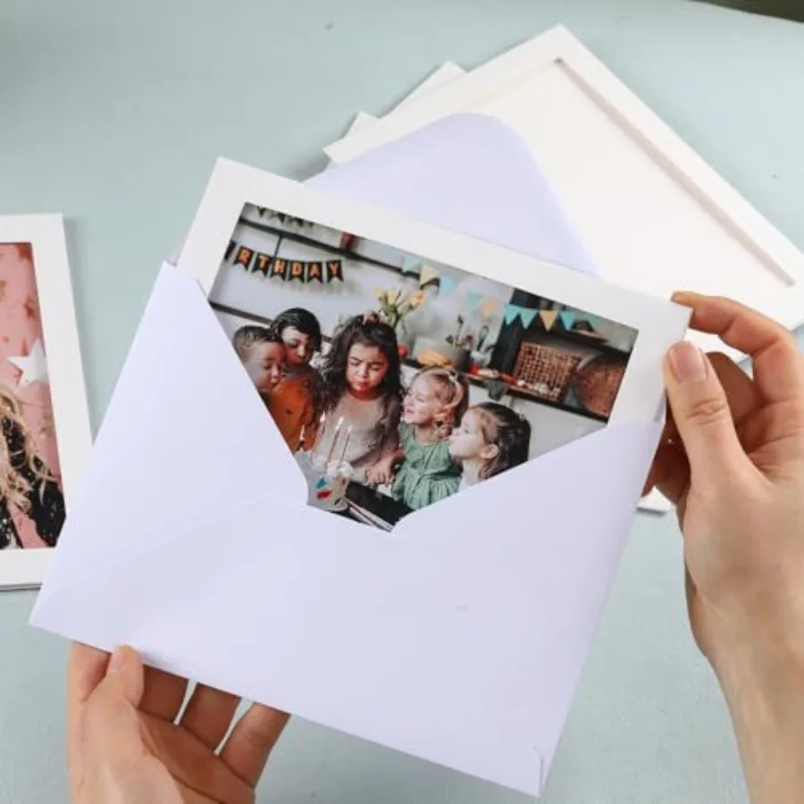 Photo Frame Cards with Envelopes 5x7 Paper Picture Frame Notecards Photo Card Holder and Envelopes Set for Father's Day Graudat