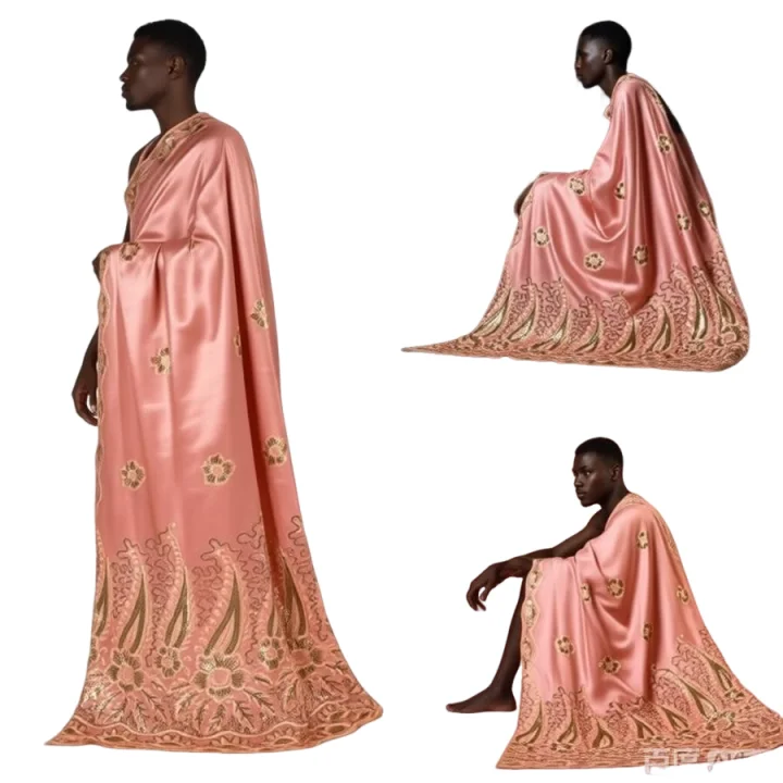 Novel Style African George Sequins Fabric 5+2 Yards/Pcs Indian Raw Silk George Wrappers Hot Nigerian Lace Fabrics For Wedding