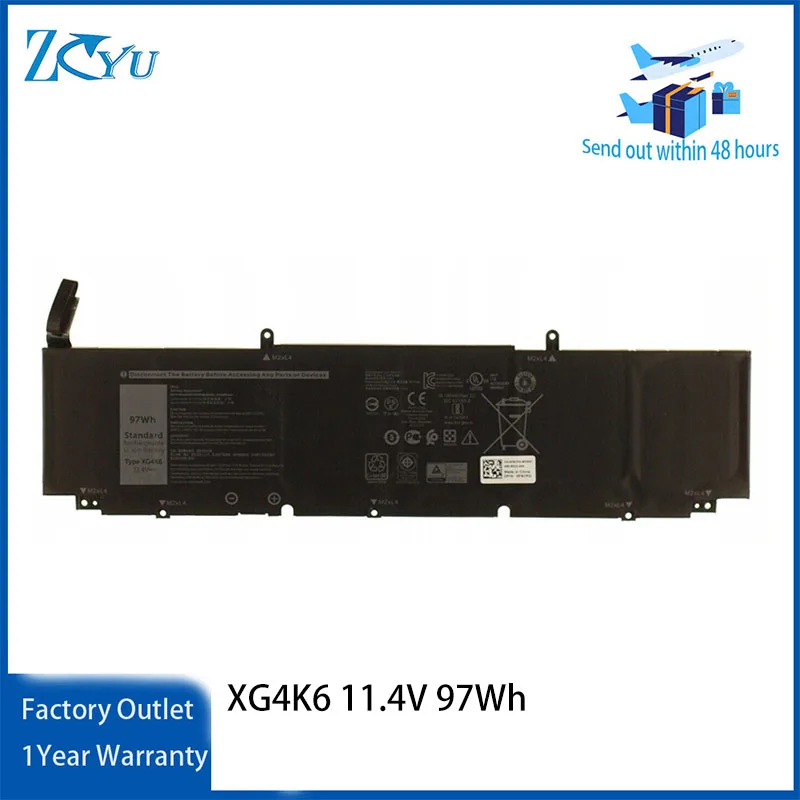 

XG4K6 Laptop Battery for Dell XPS 17" 9700 01RR3 F8CPG Series 11.4V 97Wh