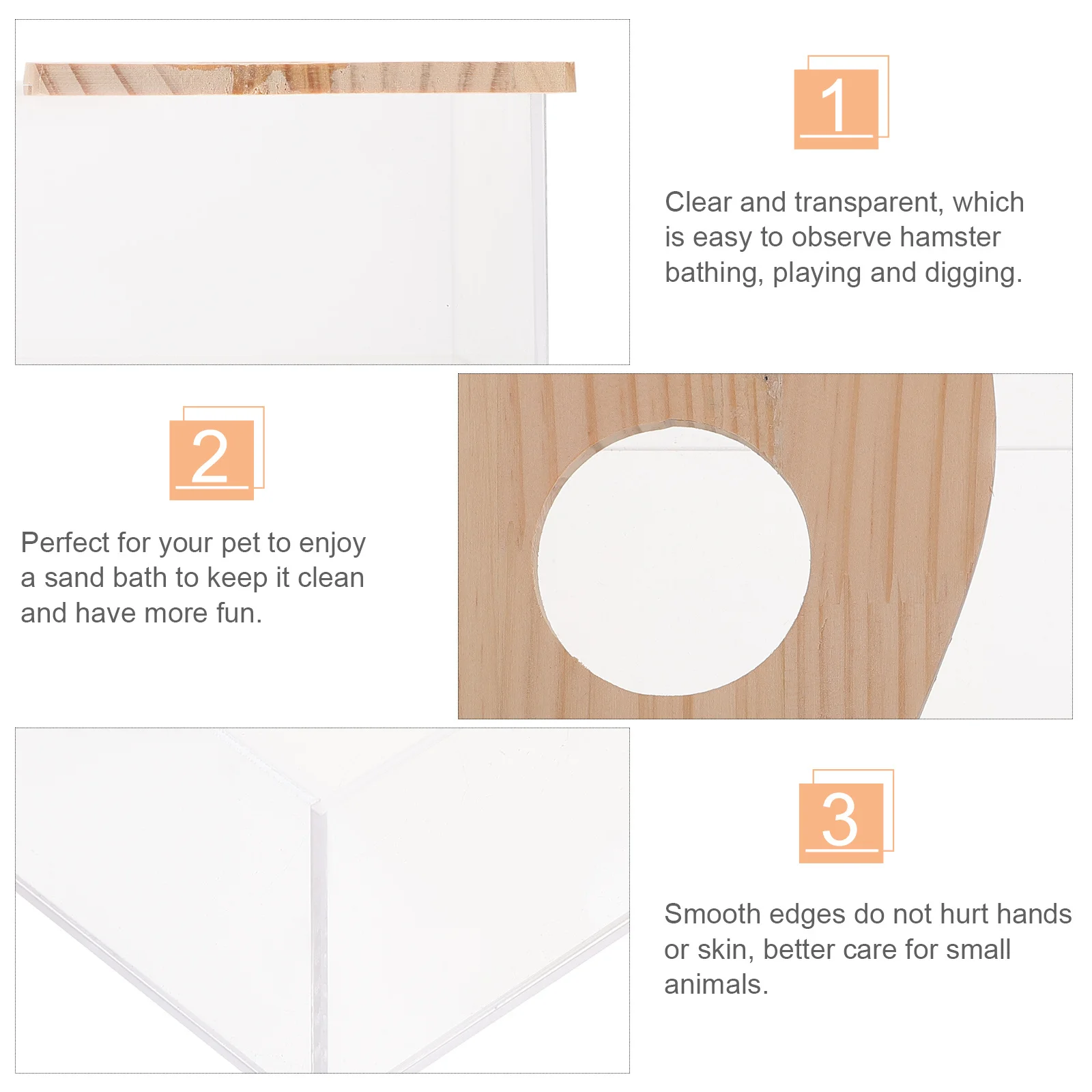 

1Pcs Bath Room for Hamster Sand Bath Box Clear Acrylic Shower Basin Smooth Edge Small Pets Toilet Digging Container