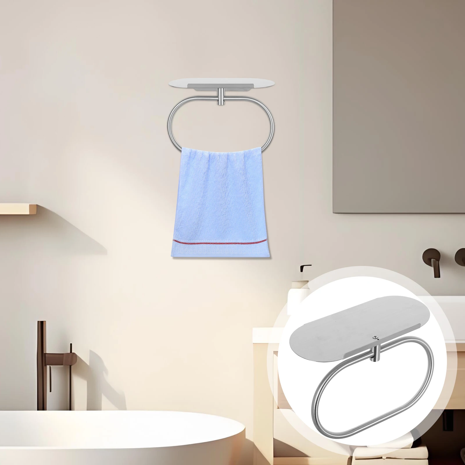 

Stainless Steel Rack With Shelf Adhesive Mounted No Drilling Space Saving Storage For Bath Essentials Modern Holder For Bathroom