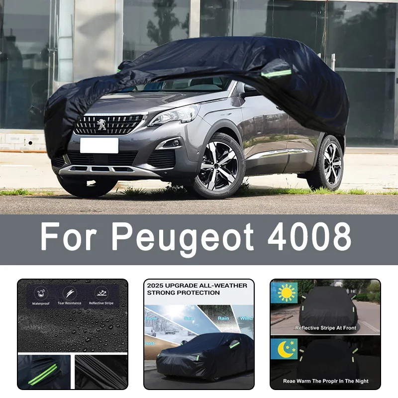 

Всепогодные автомобильные чехлы для Peugeot 4008, 6 в 1, водонепроницаемые, пылезащитные, УФ-защитные, снежные, устойчивые к царапинам, защита