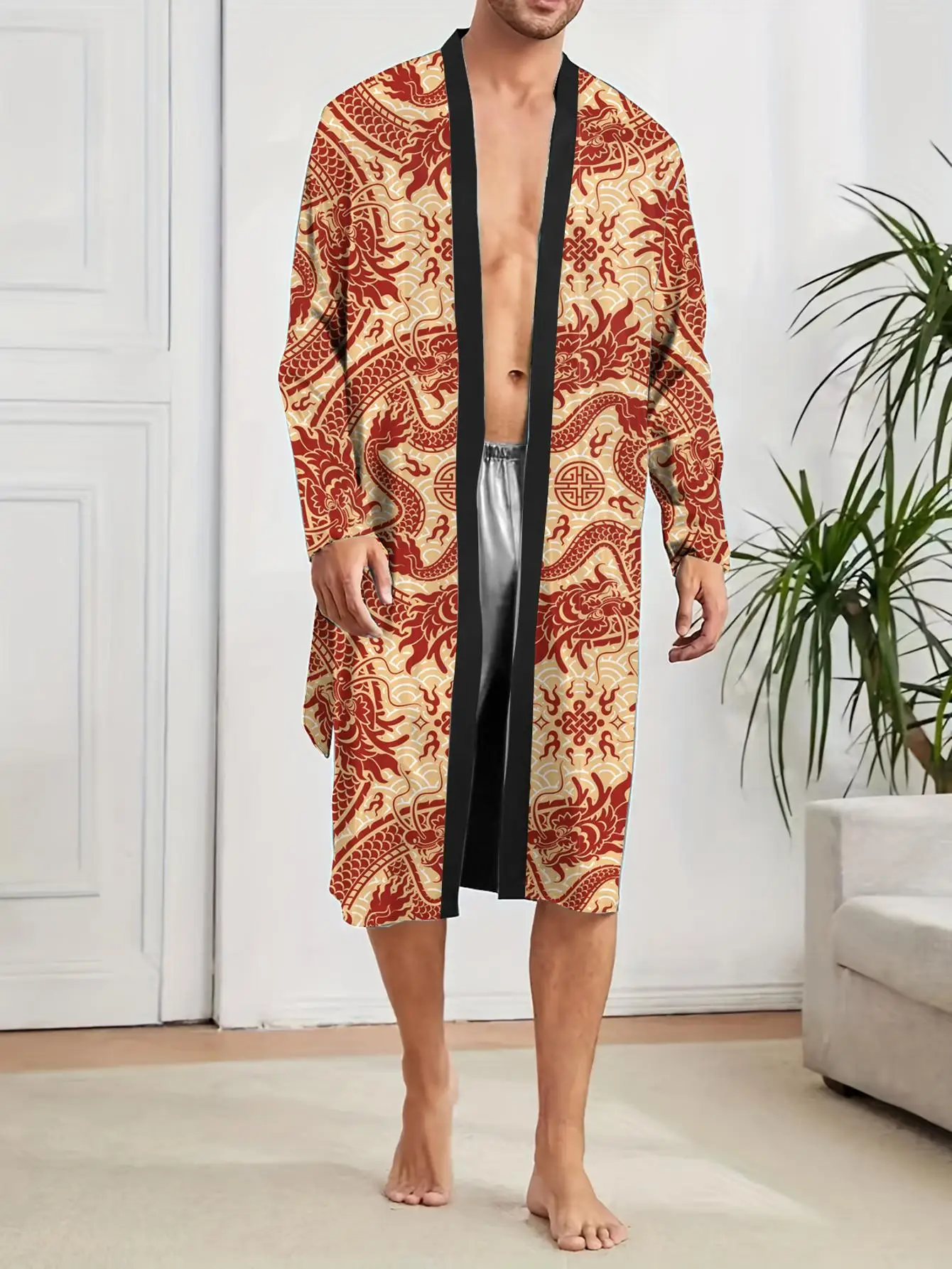 1pcs Men's Robes 2026 Spring/Summer Men's bathrobe robe Graphic Breathable Sleepwear dressing gown Funny pajamas 3D Printed