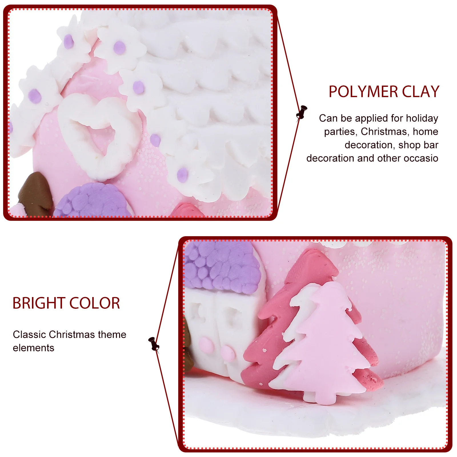 

1pc Mini Christmas House Xmas Small Polymer Clay Table Ornament Festive Decoration For Holiday Party Home Bar Centerpiece