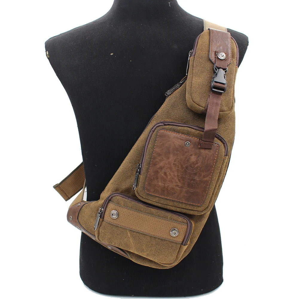 Sling Chest Back Pack Male Cross Body Bags Travel Trend Multi-purpose Men Canvas Assault One Shoulder Rucksack Messenger Bag