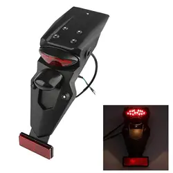 Universal Motorcycle Rear Mudguard Fender with Super Bright LED License Plate Light Waterproof Durable ABS Plastic Fit for Most