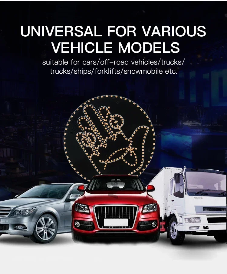 Car Finger Expression Light Led  Gesture Light Remote Control Road Rage Middle Finger Gesture Palm Warning Light