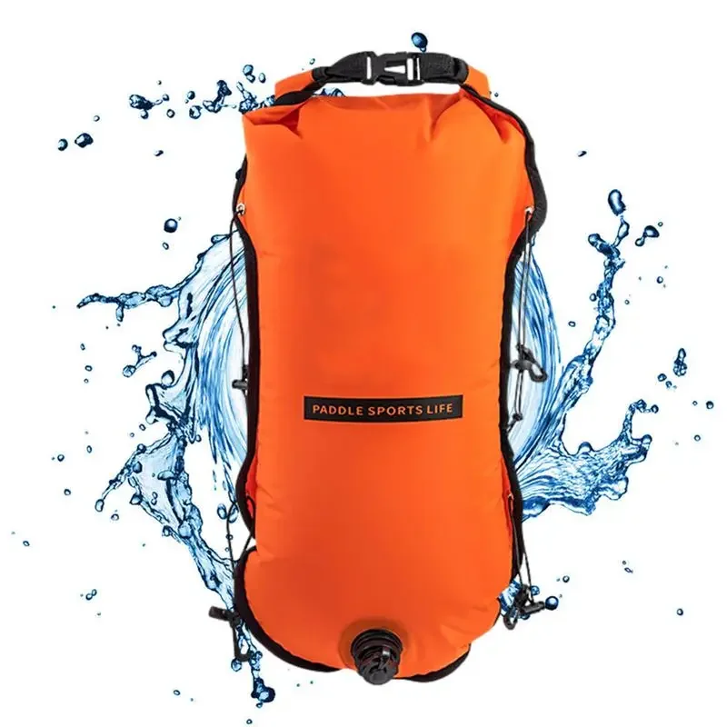 Inflatable Open Swimming Buoy Tow Float Dry Bag Double Air Bag With Waist Belt For Swimming Water Sport Storage Safety Bag