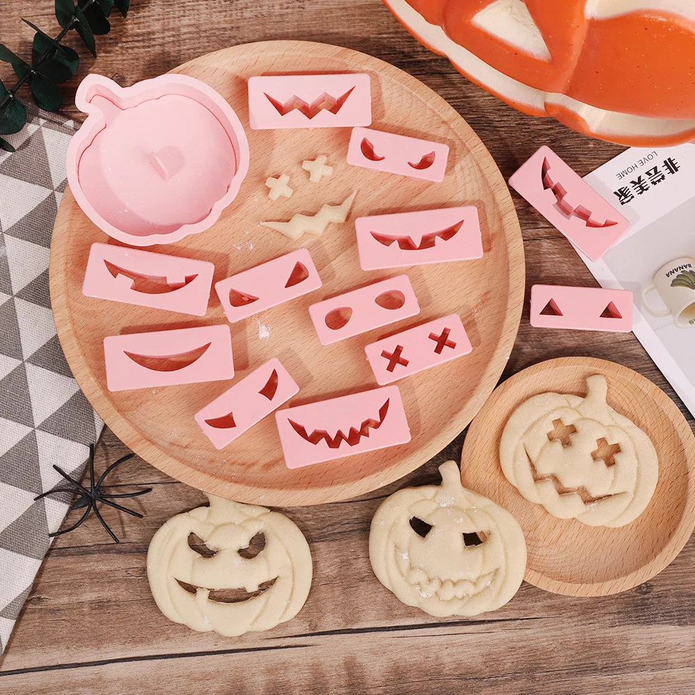 Halloween Cookie Cutters Set 3D Pumpkin Ghost Biscuit Mold Fondant Mould Cake Decorating Party Baking Tools Kitchen Supplies