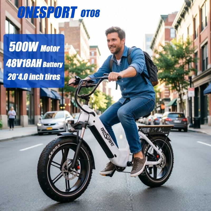 ONESPORT OT08 Elektrofahrrad 500W Motor 48V18AH Hochleistungs-Lithium-Batterie APP-Verbindung Stadtfahrt Hydraulische Bremse Elektrofahrrad 20*4,0 Zoll Reifen Höchstgeschwindigkeit 40-45 km/h