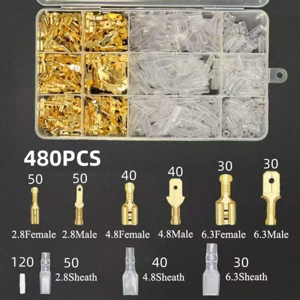 Crimping Spade Terminal Connector Assortment Kit Electrical Wire Faston Crimp Plug Insulated Automotive Repair Tool Hardware