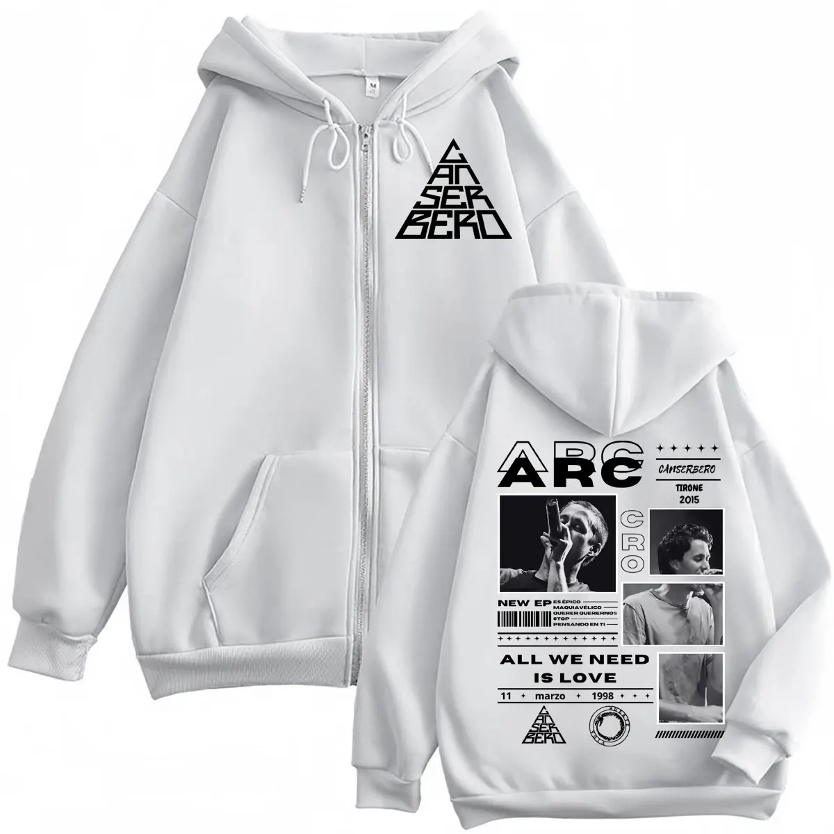 Canserbero All We Need Is Love Muerte Vida Merch Reißverschluss-Hoodie Herrenmode Hip Hop Zip Up Sweatshirts Lässige Fleece-Pullover