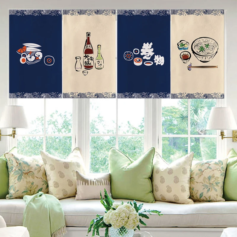Japanese Restaurant Sushi Shop Short Curtain Cuisine Izakaya  Sashimi Seafood Restaurant Decor Half Curtains Kitchen Partition