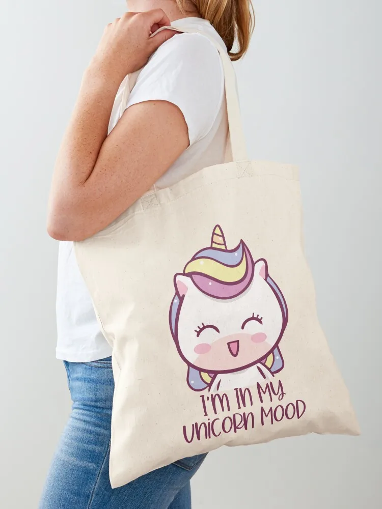Unicorn I'm In My Unicorn Mood - Happy Unicorn Tote Bag shopping bag Women bags eco bag folding Handbags women