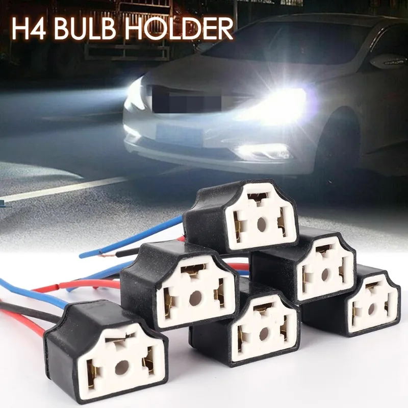 Lámpara H4 de 3 agujeros para faro de coche, cableado de alambre de cerámica, enchufe de haz de luz, accesorios de luz para coche, 2/4/6/10 piezas