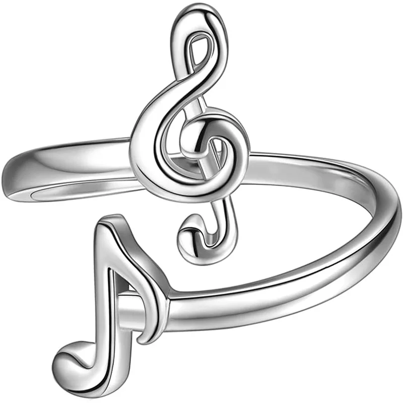 Personalized fashion versatile music note music note for music lovers opening adjustable ring for men and women