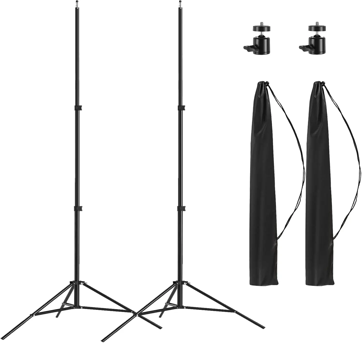 

Набор из 2 алюминиевых штативов для фотосъемки с кейсом, 7-футовый портативный штатив для фото- и видеосъемки для вспышки, флэш-лампы