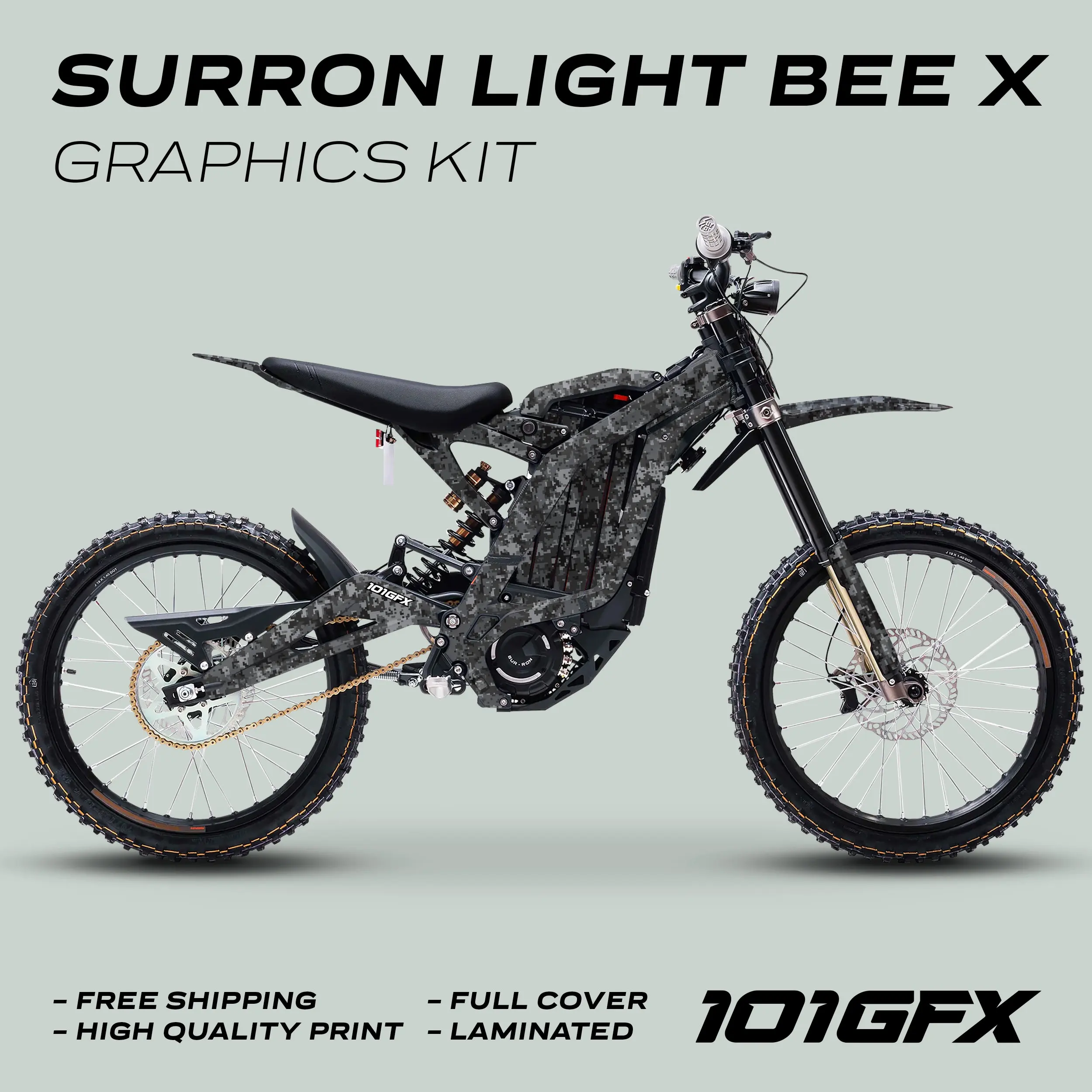 Graphics Kit SQUARE TEK grey Stickers Decals Camouflage Square Camo Digital Style Laminated  L1E eBike For Surron Light Bee X